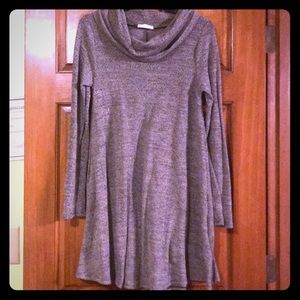 Gray cowl neck tunic dress